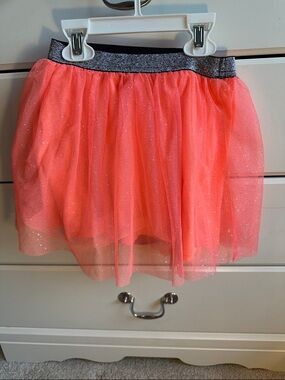 Cat & Jack Coral Pink Tulle Skirt with Silver Waistband